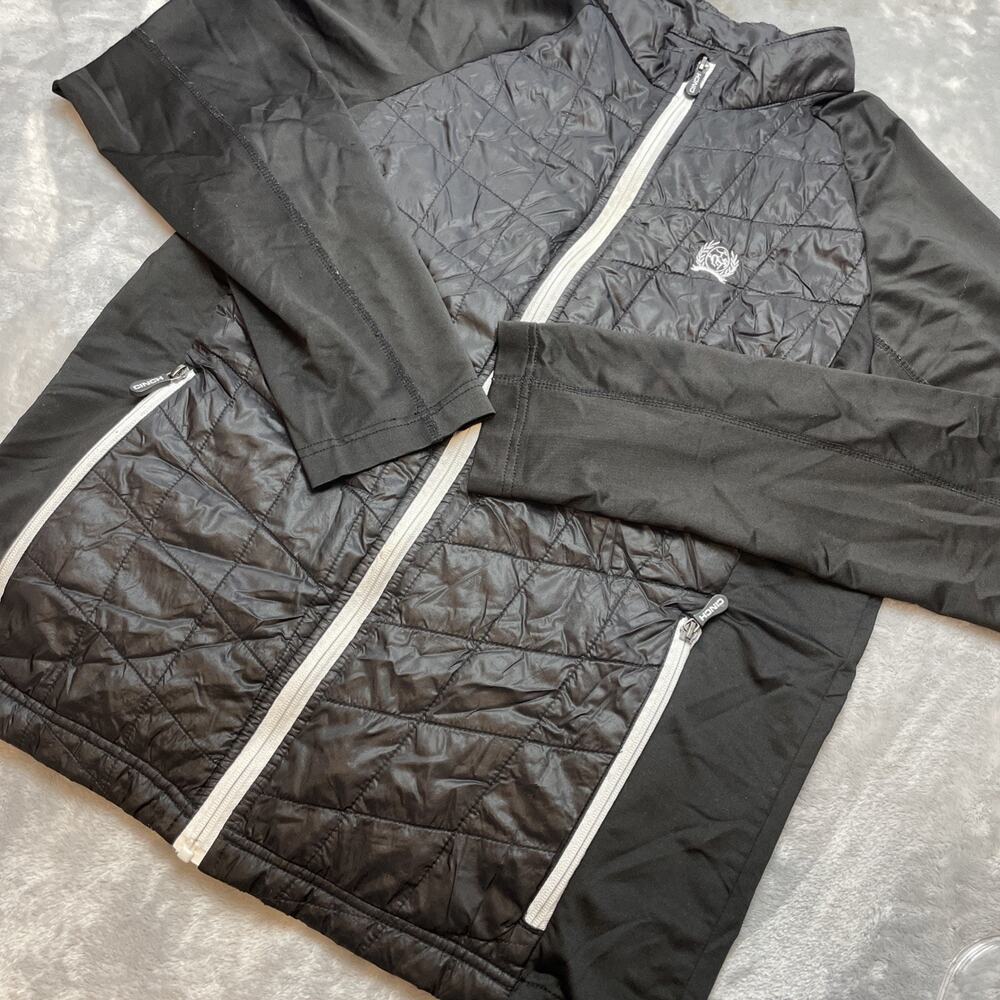 Cinch Womens Quilted Lightweight Jacket Sz L Black Full Zip Western Rodeo Riding